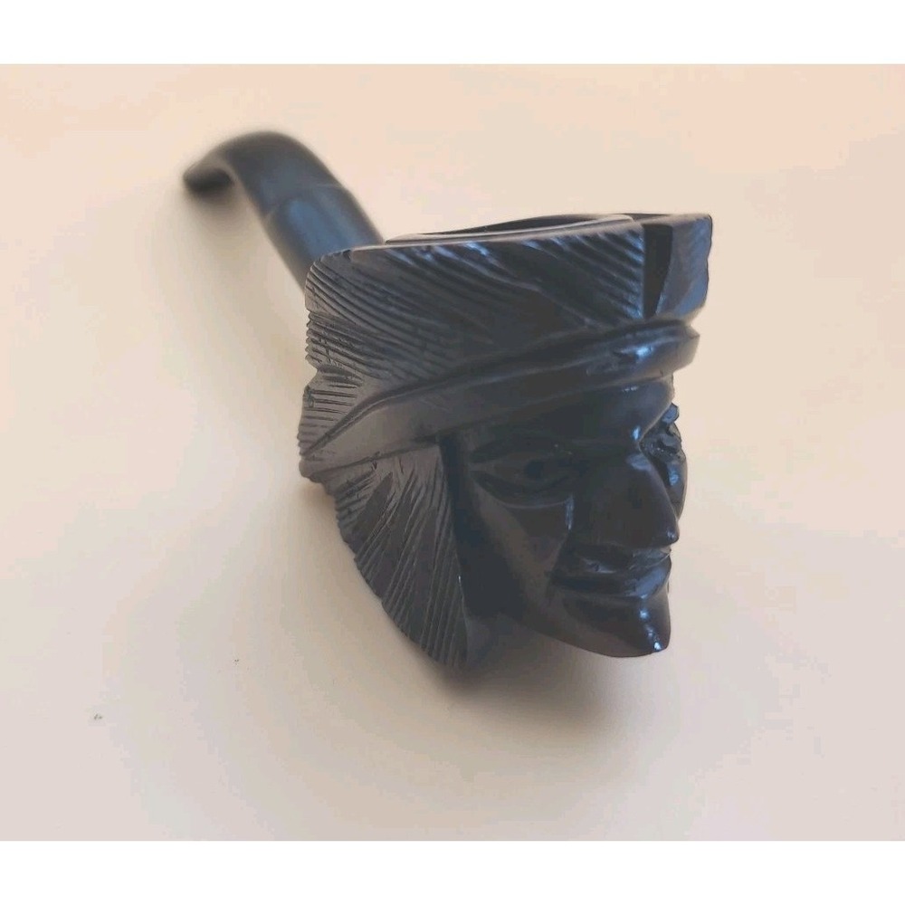 Vintage Hand Carved Indian Head Face Figural Pipe Collectors Smoking Pipe - Picture 4 of 11